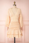 Mizunami Beige Ruched Vintage Inspired Dress | Boutique 1861