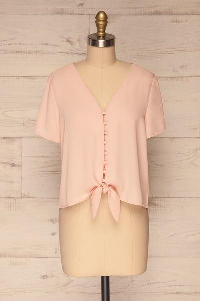 Milawa Light Pink Short Sleeve Blouse | La petite garçonne front view