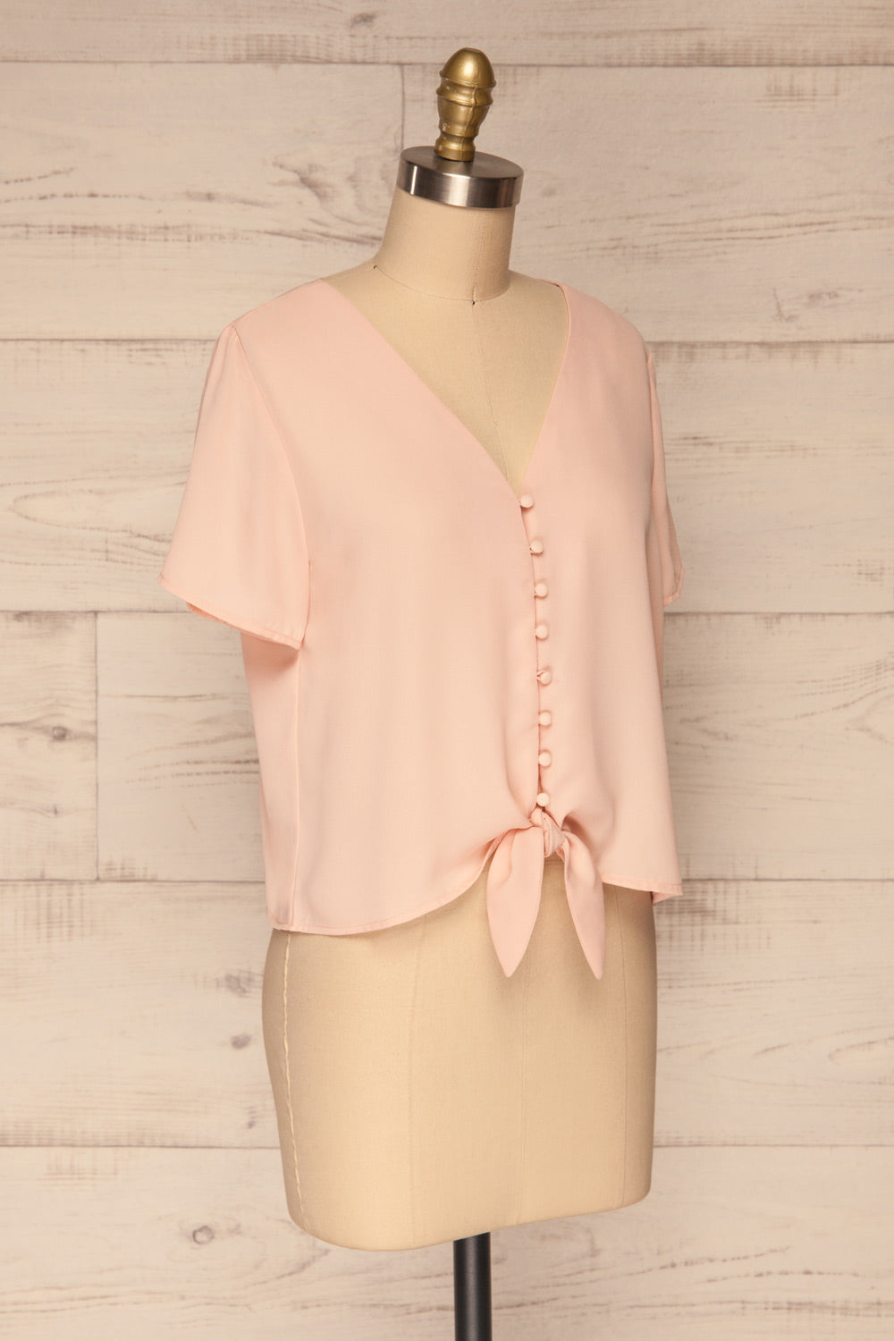 Milawa Light Pink Short Sleeve Blouse | La petite garçonne side view