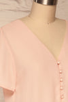 Milawa Light Pink Short Sleeve Blouse | La petite garçonne side close up