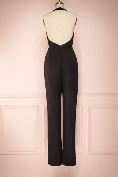 Mlynary Black Jumpsuit w/ Removable Tulle Panel back view pants | Boutique 1861