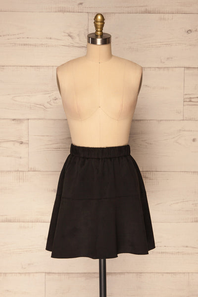 Modena Black Short Suede Skirt | La petite garçonne front view