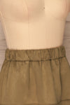Modena Khaki Short Faux Suede Skirt | La petite garçonne  side close up