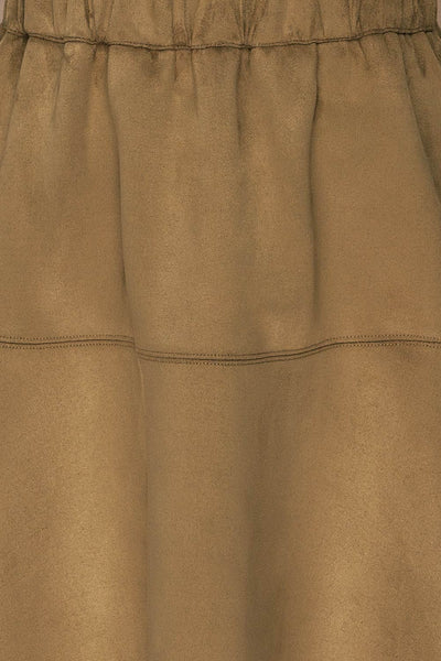 Modena Khaki Short Faux Suede Skirt | La petite garçonne fabric