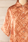 Mogielnica Silky Rosegold Shirt Dress | La petite garçonne front close-up