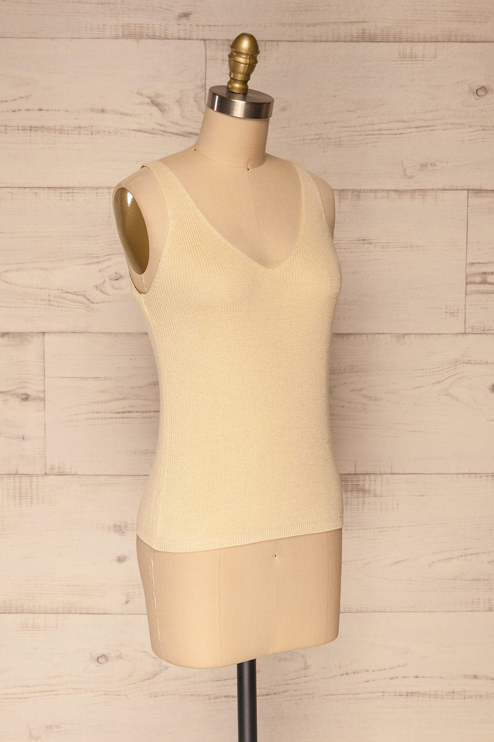 Moika Beige Knitted V-Neck Cami | La petite garçonne side view