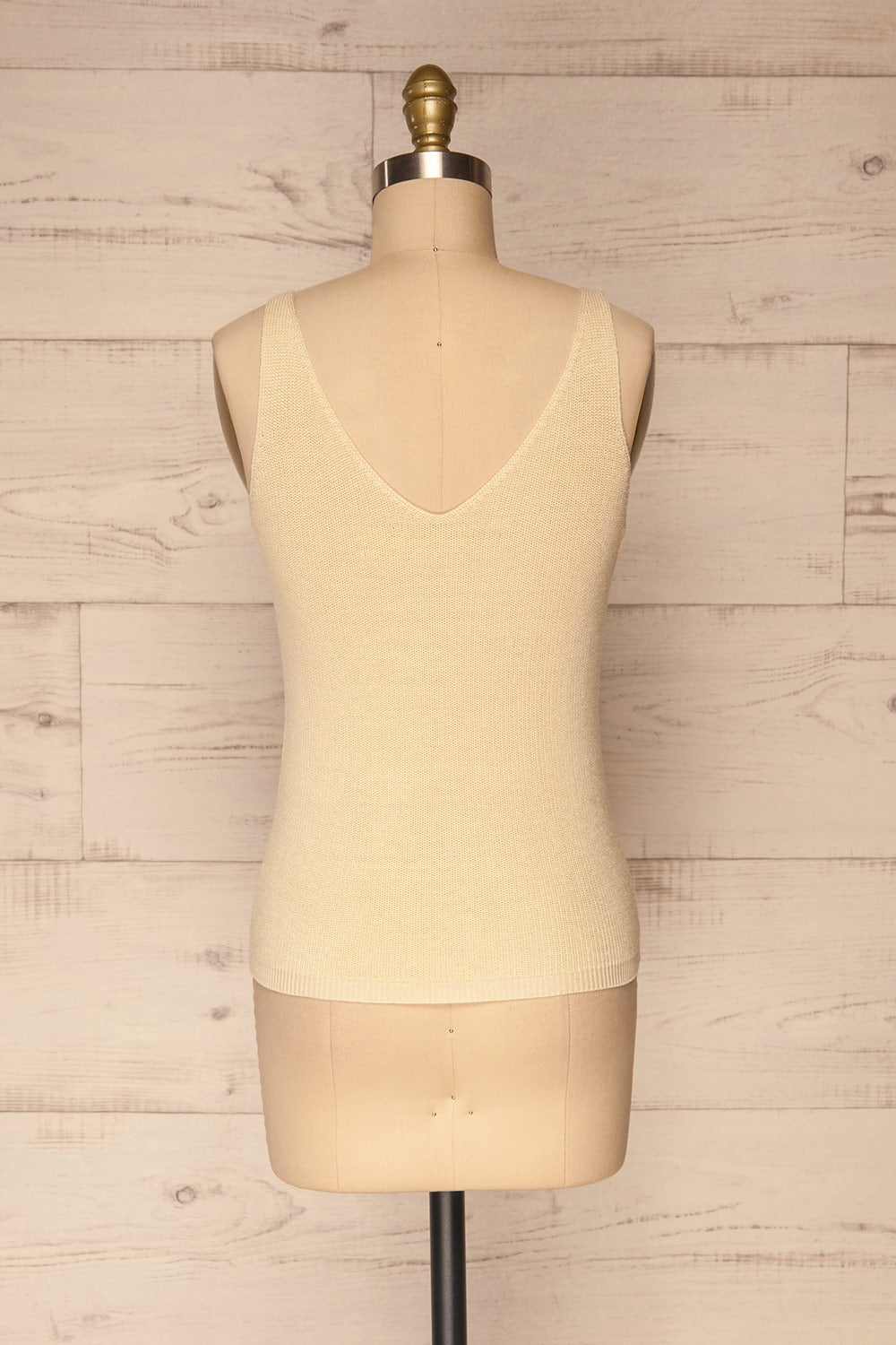 Moika Beige Knitted V-Neck Cami | La petite garçonne back view