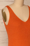 Moika Coral Knitted V-Neck Cami | La petite garçonne  side close-up