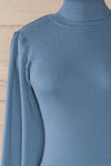 Moino Blue Puffy Sleeve Turtleneck | La petite garçonne front close-up