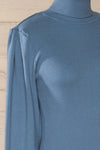 Moino Blue Puffy Sleeve Turtleneck | La petite garçonne side close-up