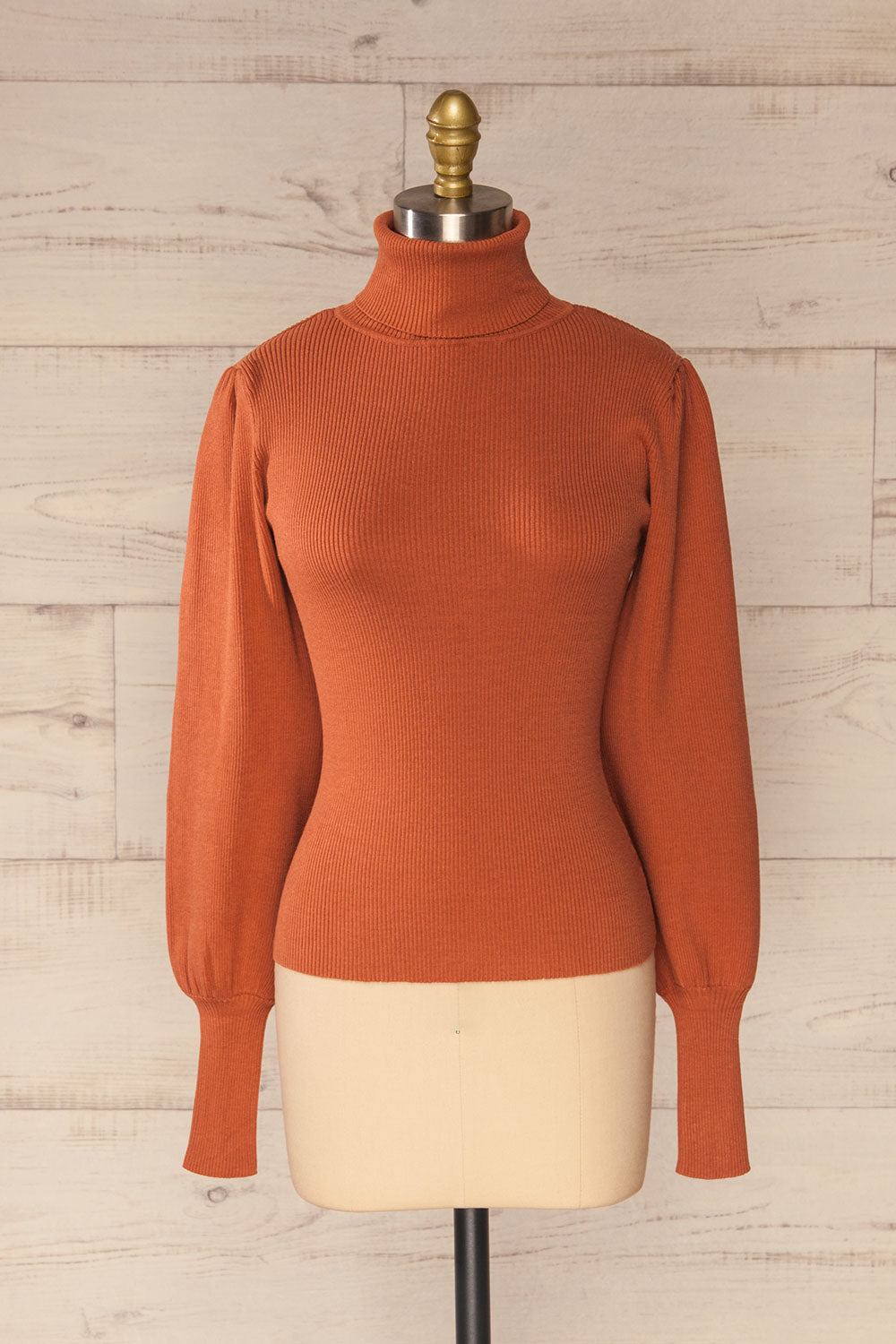 Moino Clay Puffy Sleeve Turtleneck Sweater