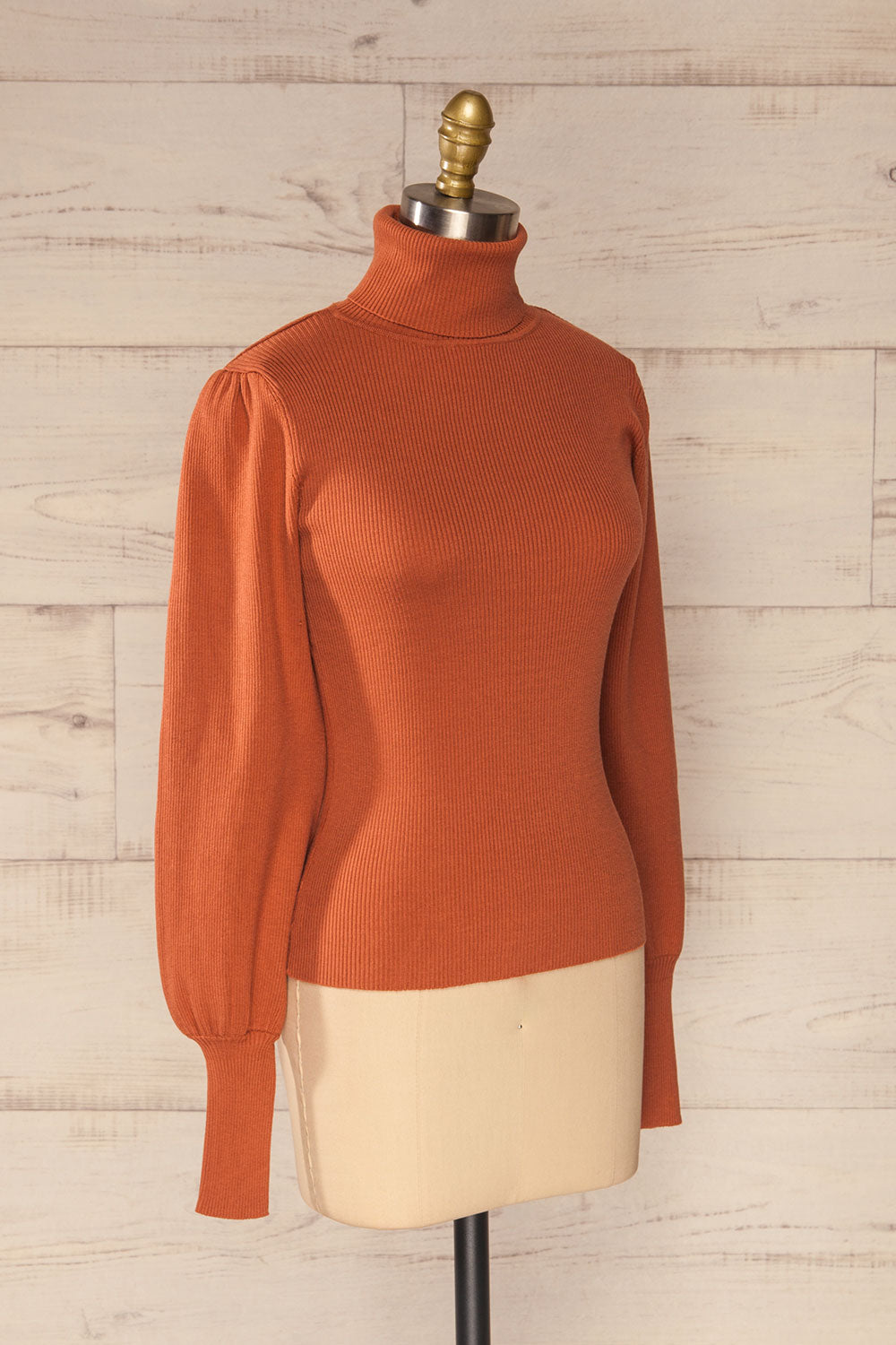 Moino Clay Orange Puffy Sleeve Turtleneck | La petite garçonne side view 