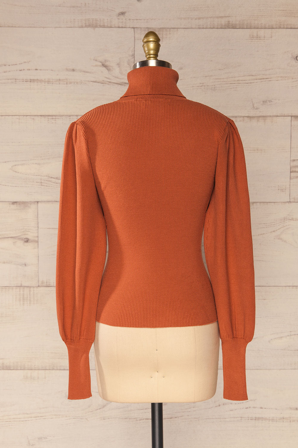 Moino Clay Orange Puffy Sleeve Turtleneck | La petite garçonne back view 