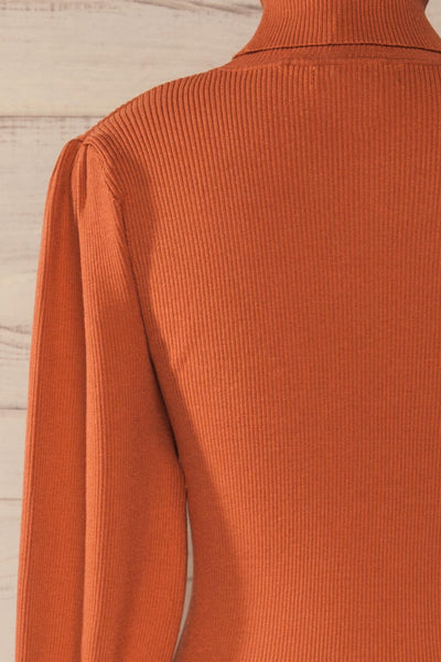 Moino Clay Orange Puffy Sleeve Turtleneck | La petite garçonne back close-up