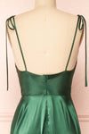 Moira Green Cowl Neck Satin Maxi Dress w/ High Slit | Boutique 1861 back close-up