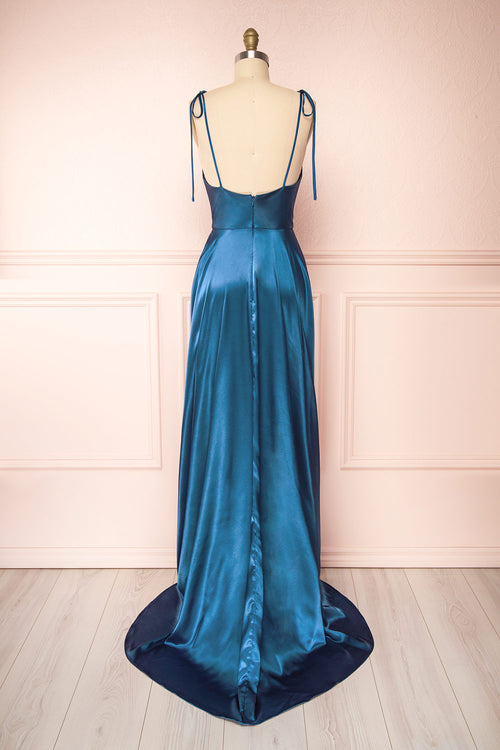 Moira Royal Blue Cowl Neck Satin Maxi Dress | Boutique 1861