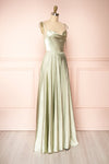 Moira Sage Cowl Neck Satin Maxi Dress w/ High Slit | Boutique 1861 side view