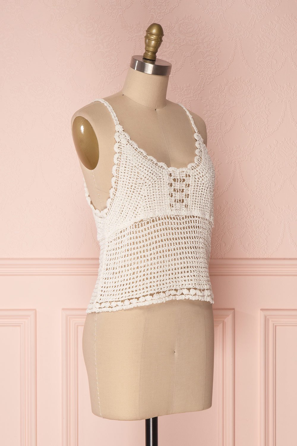 Momoa Ivory Crocheted Crop Tank Top | Boutique 1861 3