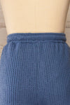 Morag Blue Knit Drawstring Joggers | La petite garçonne back close-up