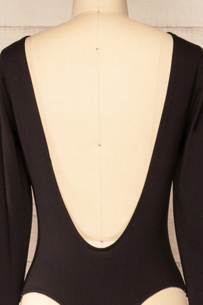 Mosta Black Long Sleeve Bodysuit | La petite garçonne back close-up