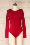 Mosta Red Long Sleeve Low Back Bodysuit | La petite garçonne front view