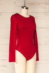 Mosta Red Long Sleeve Low Back Bodysuit | La petite garçonne side view