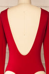 Mosta Red Long Sleeve Bodysuit | La petite garçonne back close-up