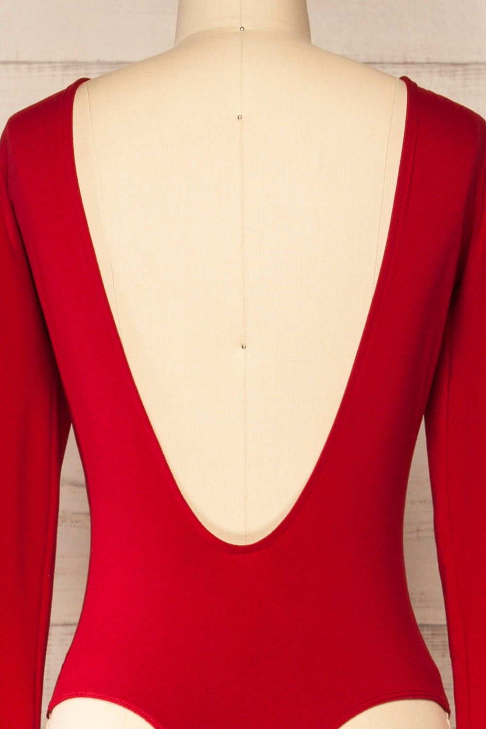 Mosta Red Long Sleeve Backless Bodysuit