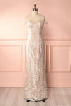Mouna Pur Beige Embroidered Off-Shoulder Mermaid Gown | Boudoir 1861 front view