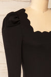Mragowo Black Ribbed Long Sleeve Top | La petite garçonne side close-up