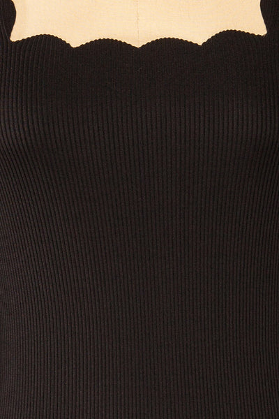 Mragowo Black Ribbed Long Sleeve Top | La petite garçonne fabric