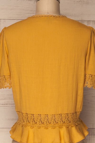 Muizen Mustard Yellow Short Sleeved Blouse w Lace | La Petite Garçonne 6