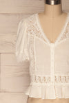 Muizen White Short Sleeved Blouse with Lace | La Petite Garçonne 7