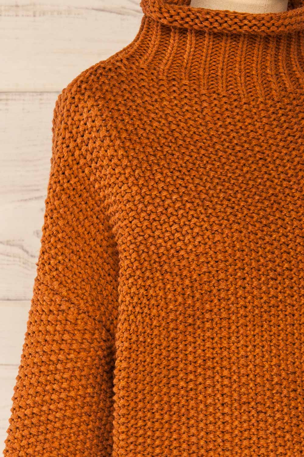 Murcie Orange Turtleneck Knitted Sweater | La petite garçonne side close-up 