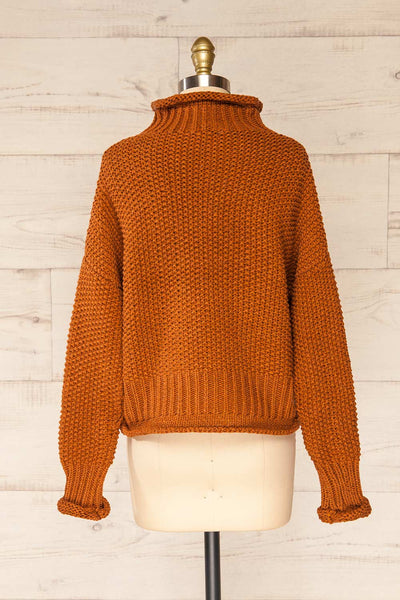 Murcie Orange Turtleneck Knitted Sweater | La petite garçonne back view