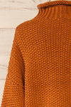 Murcie Orange Turtleneck Knitted Sweater | La petite garçonne back close-up