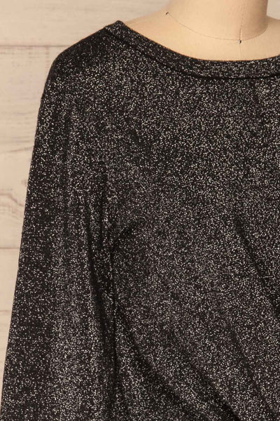 Mychaljo Black Sparkly Long Sleeved Top | La Petite Garçonne side close-up