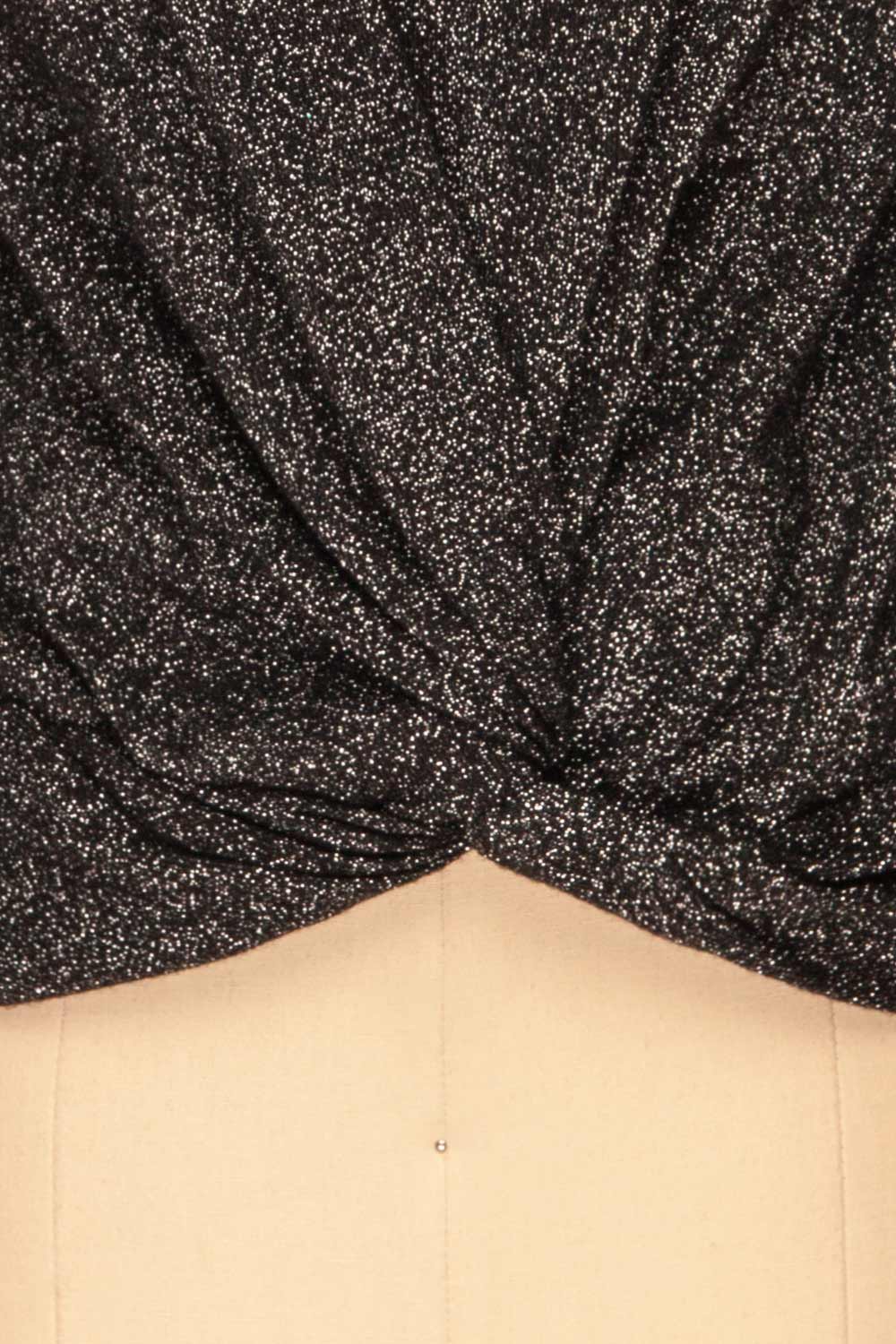 Mychaljo Black Sparkly Long Sleeved Top | La Petite Garçonne bottom close-up