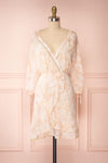 Mylene Light Pink Floral Short Dress w/ Frills | Boutique 1861 front view