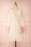Mylene Light Pink Floral Short Dress w/ Frills | Boutique 1861 back view