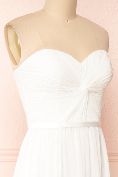 Myrcella White Bustier Maxi Dress | Boudoir 1861 side close-up
