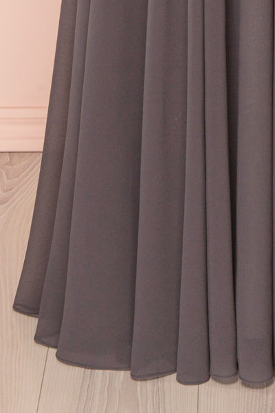 Myrcella Charcoal Corset Back Gown | Boudoir 1861 bottom close-up