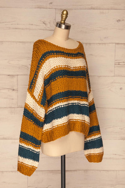 Myroslava Ochre Knit Sweater with Stripes | La Petite Garçonne side view