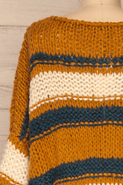Myroslava Ochre Knit Sweater with Stripes | La Petite Garçonne back close-up