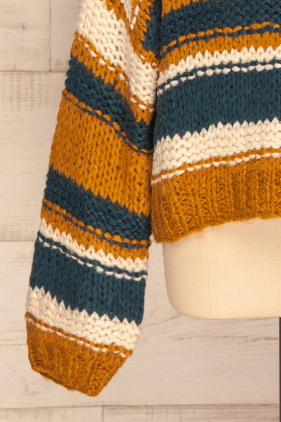 Myroslava Ochre Knit Sweater with Stripes | La Petite Garçonne bottom close-up