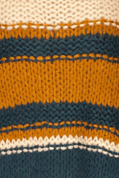 Myroslava Ochre Knit Sweater with Stripes | La Petite Garçonne fabric detail