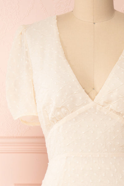 Myrtle Cream Short A-Line Dress | Boutique 1861 front close-up