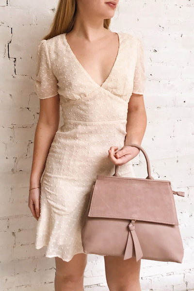 Myrtle Cream Short A-Line Dress | Boutique 1861 on model