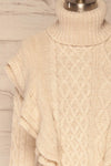 Mysliborz Beige Turtleneck Knit Sweater | La petite garçonne  frotn close up