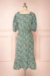 Nevzine Teal Floral 3/4 Sleeve Midi Dress | Boutique 1861 back view